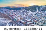 Park City, Utah, USA Downtown Skyline Aerial.