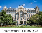 park in front of Gresham Palace in budapest, hungary
