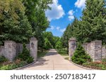 Park gate in campus of Pennsylvania State University in summer sunny day, State College, Pennsylvania