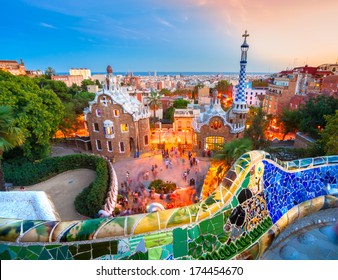 Park Guell in Barcelona, Spain.