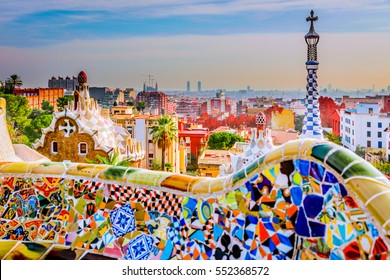 Park guell colors in Barcelona, Spain. - Shutterstock ID 552368572