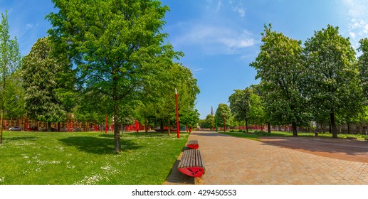 Park Jean-Baptiste Lebas In Lille France During Sunny Day