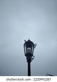 Park Light On A Pole Looks Beautiful With Cloudy Sky Background.