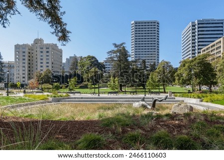 Park and Skyline  near Lake Merritt in Oakland, California
