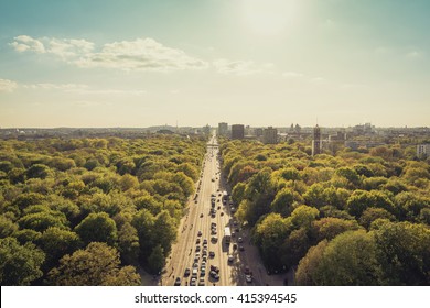 park, street and city skyline -  Berlin, Germany