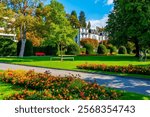 Park at waterfront of lake Lucerne in Luzern, Switzerland.