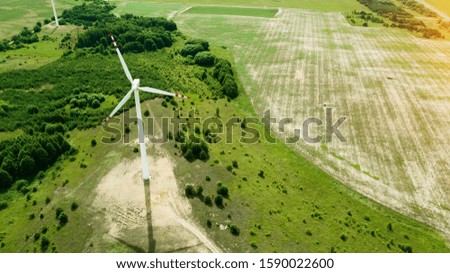 Similar – Image, Stock Photo Wind turbine aerial view on green field