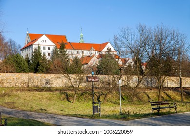 Park In Winter Day At Woman Monastery Of Friars Minor Order, Wieliczka, Poland