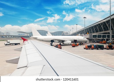 Parked Aircraft On Shanghai Airport