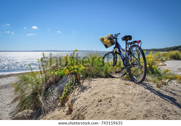 Parked Bicycle\
With Basket On Beach Bike\
Path