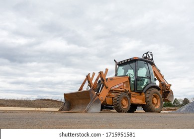 Parked Bulldozer Front Loader Backhoe Construction