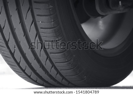 parked car tire close up