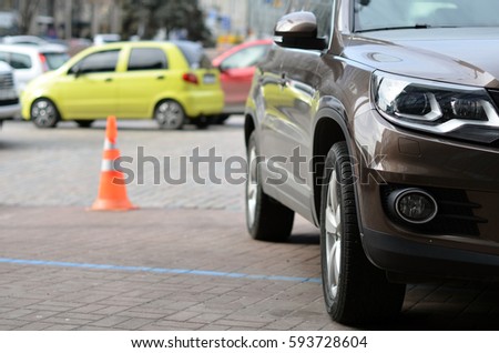 parked on the sidewalk