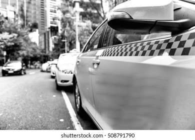 Parked Taxi In Melbourne Street, Australia.