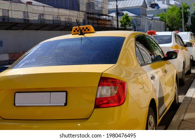 Parked Yellow Taxi, Side View