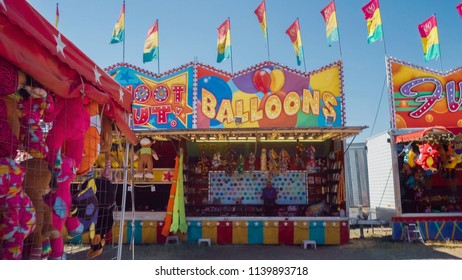 Parker, Colorado, USA-June 9, 2018 -  Kids Rides At The Small Town Carnival.