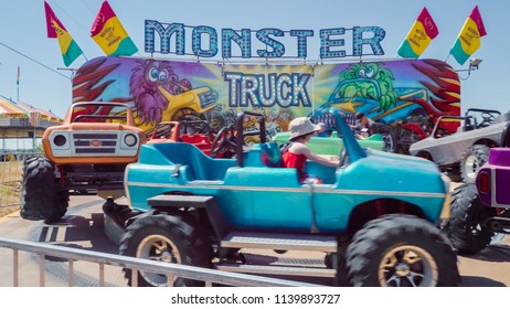 Parker, Colorado, USA-June 9, 2018 -  Kids Rides At The Small Town Carnival.