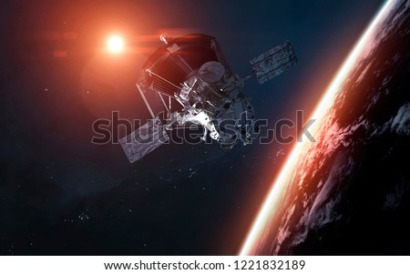 Parker Solar Probe spacecraft orbiting Earth planet. Elements of this image furnished by NASA