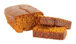 Parkin Cake A North Of England Gingerbread Cake Traditional Eaten On Bonfire Night Or Guy Fawkes Night On November 5th,  Isolated On A White Background