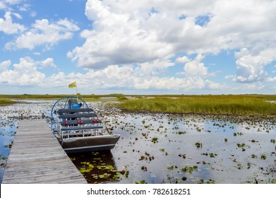 A Parking Airboat At The Everglades