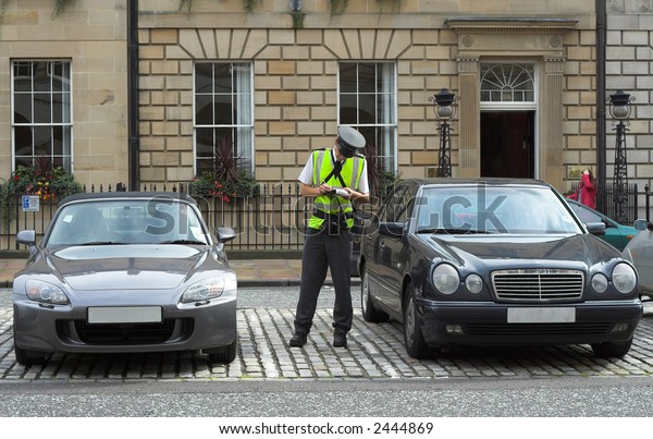 parking attendant, traffic warden, getting\
parking ticket, parking ticket fine\
mandate