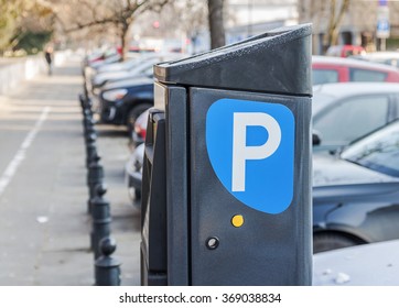 Parking lot with authorized parking machine 