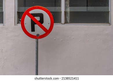 Parking Ban Sign On A Government Office Complex Road In Yogyakarta Indonesia, To Help Smooth Traffic