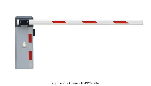 Parking Barrier Gate (with Clipping Path) Isolated On White Background