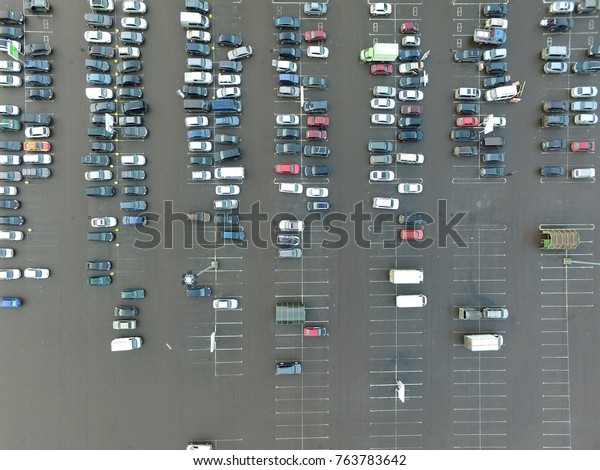 Parking. Cars. Aerial
view