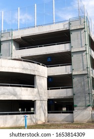 Parking Lot For Cars Near Football Stadium.