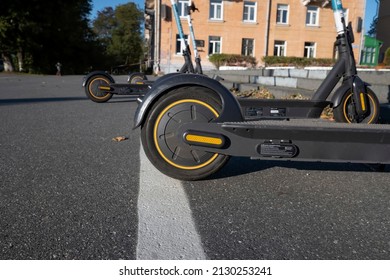 parking for electric scooters.The concept of modern urban transport and technology. opy space.