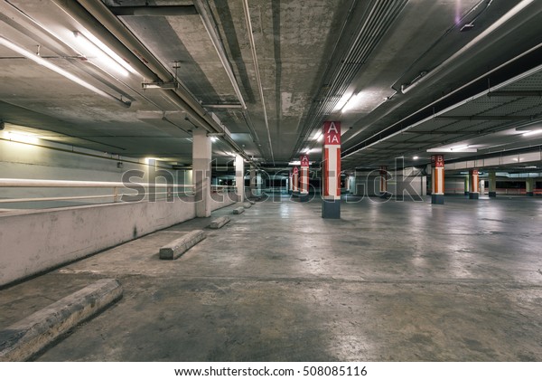 parking  garage interior industrial
building,Empty underground background with copy space
