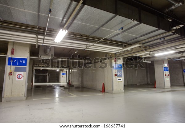 Parking garage underground\
interior