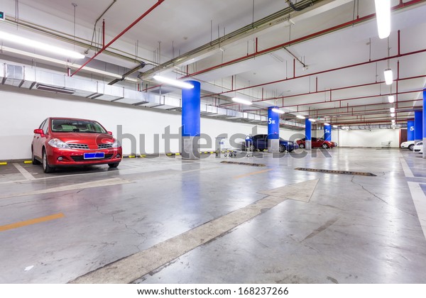 Parking Garage Underground Interior Few Parked Stock Photo Edit