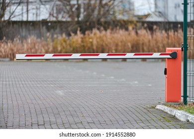 Parking Gate, Automatic Car Barrier System For Car-park Security. White Red Boom Gate.