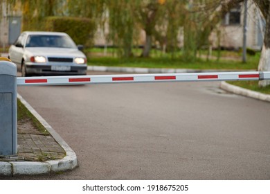 Parking Gate, Automatic Car Barrier System For Car-park Security. White Red Boom Gate.