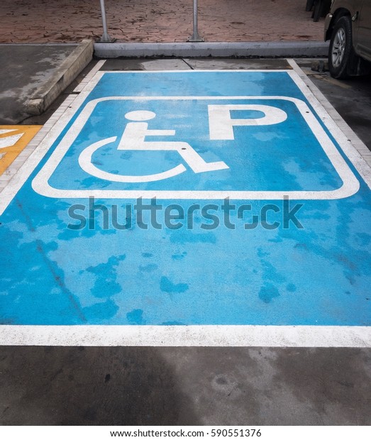 Parking lot\
for handicap person in gasoline\
station