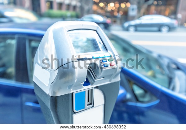 parking machine with electronic payment on road\
in san francisco