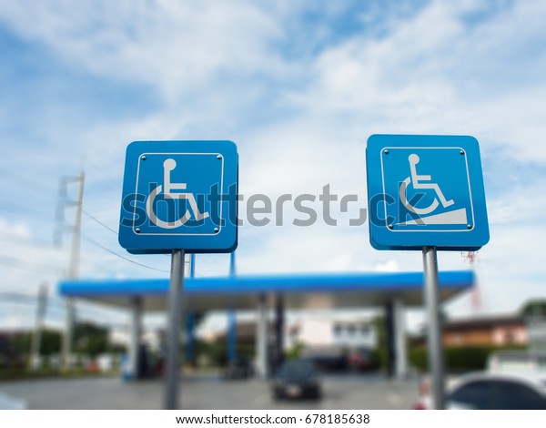 Parking\
for people with disabilities and blur\
background.