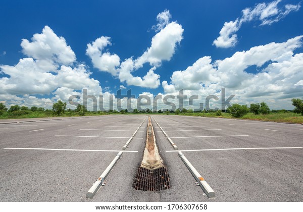 Parking lot in public
areas with blue sky