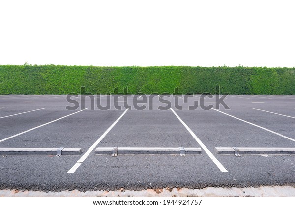 Parking lot in\
public areas with green tree\
wall.