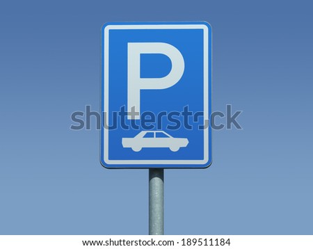 Parking sign for cars