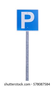 Parking Sign Isolated On White Background.