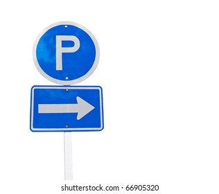 Parking Sign Over White Background