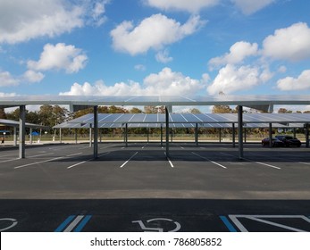 parking lot with solar panel carports