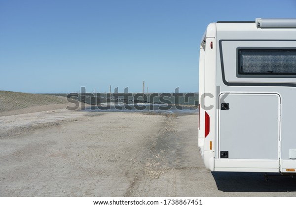 Parking space for campers in Harlesiel directly at\
the North Sea