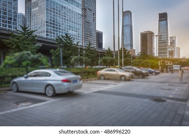 Parking Space Front Of Modern Office Building In China.