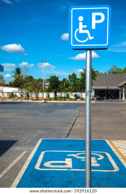 Parking\
spaces for disabled people in the gas\
station.