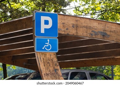 Parking Spot Sign For Disabled Wheelchair Persons.