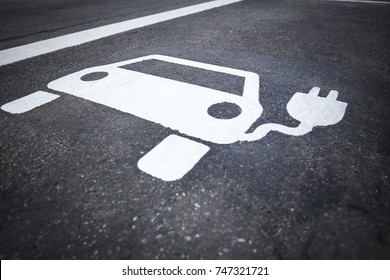 Parking Symbol For Electric Cars Being Charged